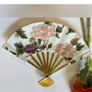 Vintage Pink and Purple Floral Accent Fan Decor